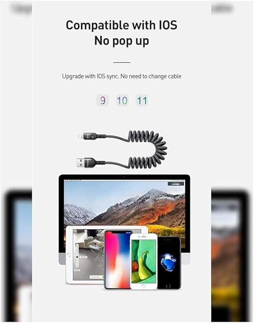 Lightning Spiral Ledli Örgü Kablo 1.8M 2A Siyah - Görsel 3