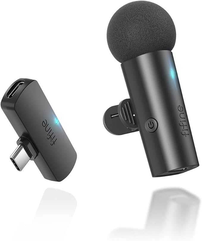 iPhone15 (USB C)/Android Telefon/Tablet için Kablosuz Yaka Yaka Mikrofon, Akülü Kondenser Klipsli Mikrofon, Mini Mikrofon, Video, Röportaj, Vlog, YouTube, Kayıt-M6 için Tip C Alıcısı