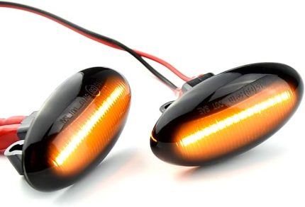 LED Ön Çamurluk Yan İşaret Işığı Dönüş Sinyali Lambası Grubu Peu-geot 307 206 207 407 1007 108 607 Cit-roen C1 C2 C3 C5 ile Uyumlu (Siyah)