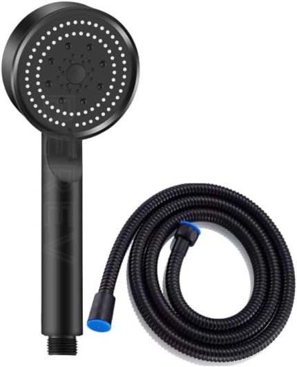5 Fonksiyonlu Yüksek Basınçlı Duş Hortum, Siyah Duş Seti, 150 cm