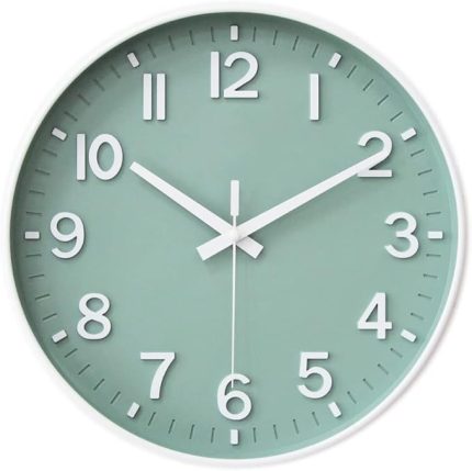 30 cm Sessiz Duvar Saati, Dekorasyon Oturma Odası, Mutfak, Ofis, Yatak Odası (Yeşil)