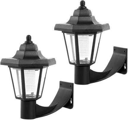 2 ADET Güneş Enerjili Duvar Fenerleri, Dış Mekan LED Duvar Aplik Fener Otomatik Açma/Kapama Su Geçirmez Victoria Tarzı Güneş Duvara Monte Lambalar Bahçe Çit Yard