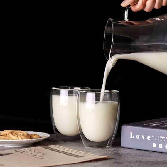 Çift Cidarlı İki Katmanlı Çift Camlı Bardak, Kupa - Cappucino Latte Kahve Bardağı - Borosilikat Cam - Yalıtımlı, 350 ml - Görsel 4