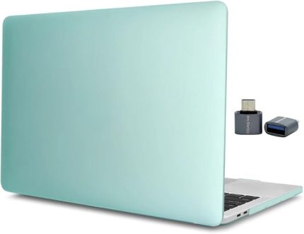 MacBook Pro 13 inç Kılıf Sert Mat Hardcase – A1706 / A1708 / A1989 / A2159 / A2251 / A2289 / A2338 Uyumlu Çizilmeye ve Darbelere Dayanıklı Kapak Açık Yeşil