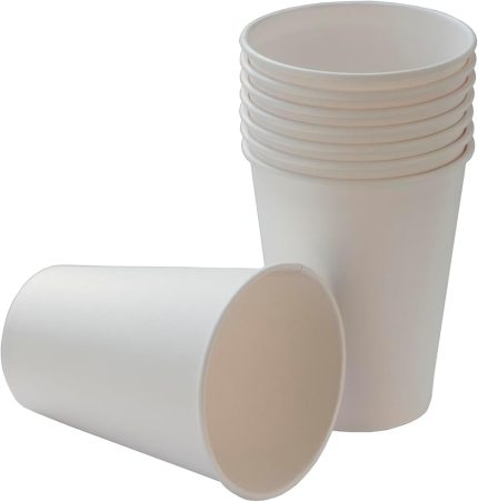 12 oz beyaz tek kullanımlık karton bardak 300 ml, kahve, çay, ofis, ev ve parti kullanımı için bardaklar - 50'li paket