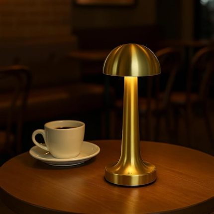 Dekoratif Masa Lambası Dimmerli Şarjlı Lizbon Gold Cafe Restoran Masa Lambası 3 Renk Işık Modu
