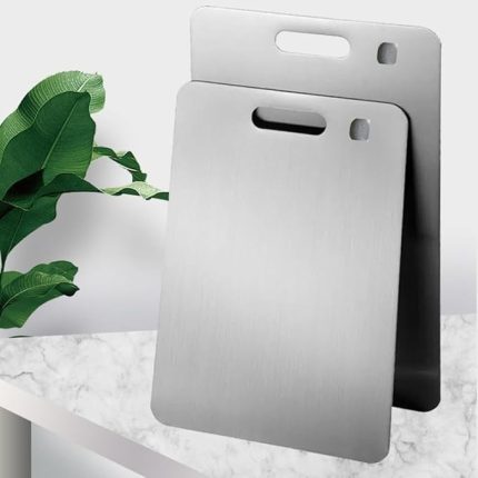 Kesme Tahtası 2'li Set 304 Paslanmaz Çelik Gıda Temasına Uygun Hijyenik ve Dayanıklı Antibakteriyel 1,6 mm Kesim Panosu Levhası Cam Kesme Tahtası KALİTELİ