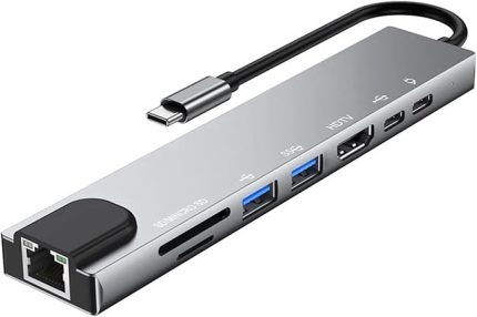 USB C Hub Type-C Bağlantı İstasyonu Çoklu Bağlantı Noktası Adaptörü 4K HD RJ45 Ethernet USB 3.0 PD Şarj Bağlantı Noktası SD TF Kart Okuyucu Chromebook Matebook ile Uyumlu