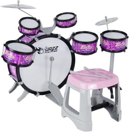 RKD-08PK 2-5 Yaş Çocuklar İçin Oyuncak Bateri Seti, Eğitici Müzik Aleti, Pembe