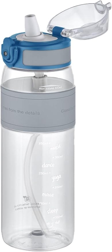 FiftyFifty Pipetli(ısırılamaz) 600 ml Silikon Gövde Tritan Su Matarası Gri
