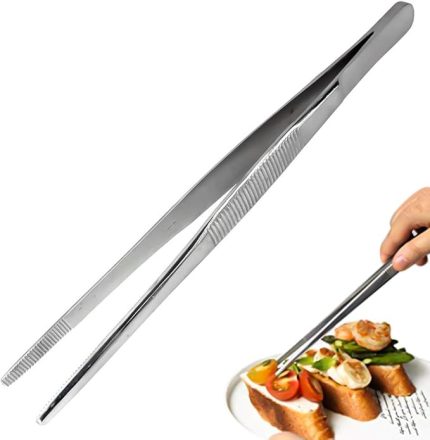 304 Paslanmaz Çelik Mangal Cımbızı, Profesyonel Mutfak ve Uzun Saplı Gıda Cımbızı, Çok Fonksiyonlu, 30 cm