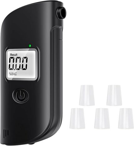 Alkol ölçüm cihazı, 15 ağızlıklı alkol test cihazı, nefes alma test cihazı, sarhoş ölçer, LCD ekran, test için yedek başlıklı