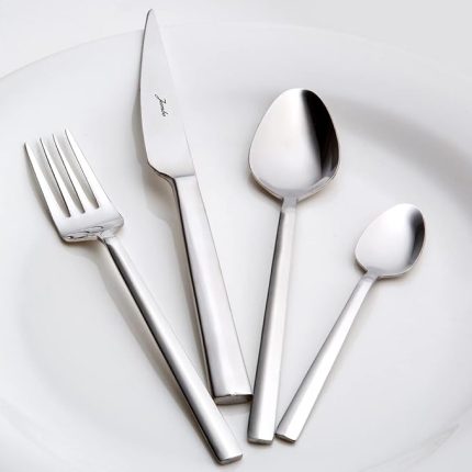 1900 Prizma 6 Kişilik 24 Parça Tatlı Çatal Kaşık Bıçak Takımı, Gri