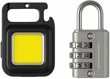 Store Mini Güvenlik Seti: Anahtarlık LED Işık + Küçük Asma Kilit – Taşınabilir, Pratik ve Dayanıklı