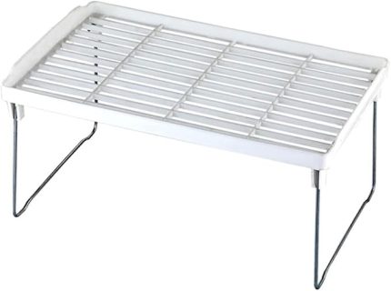 Dolap İçi Raf Düzenleyici, Metal Ayaklı, Plastik Mutfak Rafı, Tezgah Üstü Yer Kazandıran Organizer, 14x30cm
