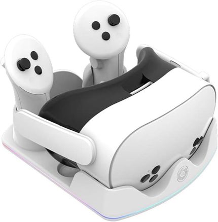 Şarj Dock İstasyonu Meta Quest 3 S/3/2 VR Kulaklık, Şarj Standı Kulaklık Dokunmatik RGB Işık ile
