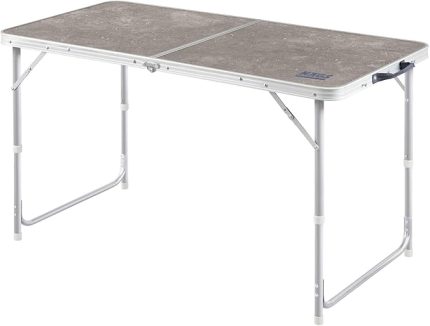 Portatif Kamp Masası, 3 Yükseklik Ayarlı, Katlanır Piknik Masası, Kolay Taşınabilir Alüminyum Masa - 120x60 - Mermer Desenli