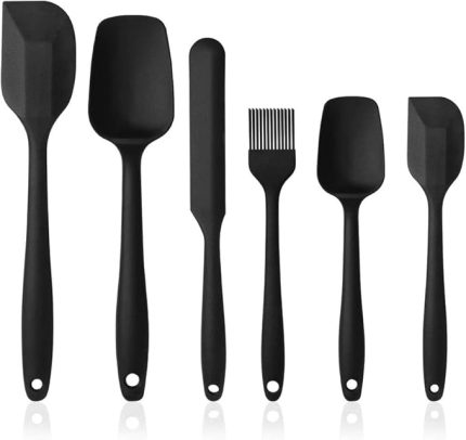 Spatula Kaşık Seti, 6 adet silikon spatula, çorba kaşığı, fırın fırçası, spatula, ısıya dayanıklı ve yapışmaz, paslanmaz çelik ve dikişsiz tek parça tasarım.Kaliteli Malzeme