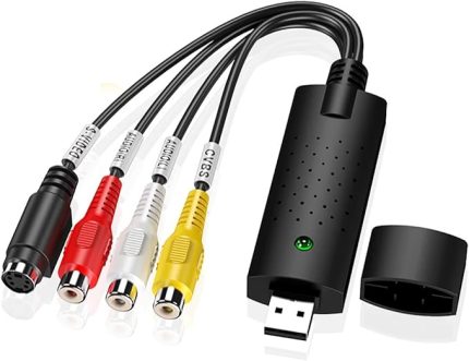 Grabber Video Kayıt Kartı Capture Card VHS dijitalleştirme, USB video kaydedici VHS Audio Video Grabber dönüştürücü, analogdan dijitale, VHS/VCR/TV'den DVD'ye dönüştürücü, Windows Mac için