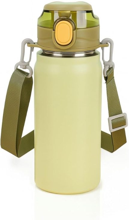 L Çelik Yeşil 550 ml Askılı ve Pipetli Matara Suluk cin411ys