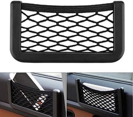 Yapışan Telefon Tutucu File – 15x8 cm Elastik Ceplik, Çift Taraflı Bantlı, Araç İçi Organizer Cep, Kalem, Kart, USB, Gözlük, Cüzdan için