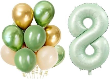 Sürprizi Retro Su Yeşili 8 Yaş Latex Balon Set