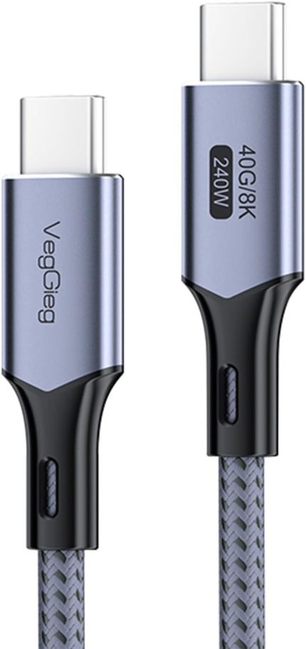 USB 4.0 E-Mark 240W 40Gbps Thunderbolt 4 8K 60Hz Type-C Görüntü Hızlı Şarj ve Data Kablosu 1 Metre