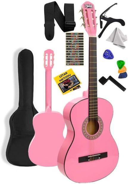CG-34PK Kaliteli 34 İnç 1/2 Juniur Çocuk Gitarı 4-8 Yaş Arası (Çanta Capo Nota Sticker Askı Pena Metod)