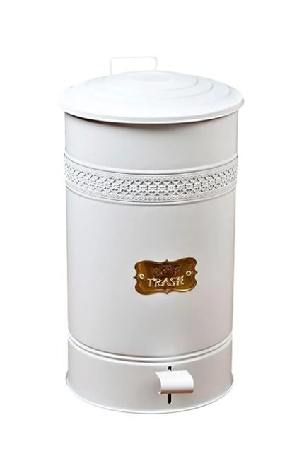 GALVANİZ METAL 30 LİTRE PEDALLI ÇÖP KOVASI (BEYAZ)