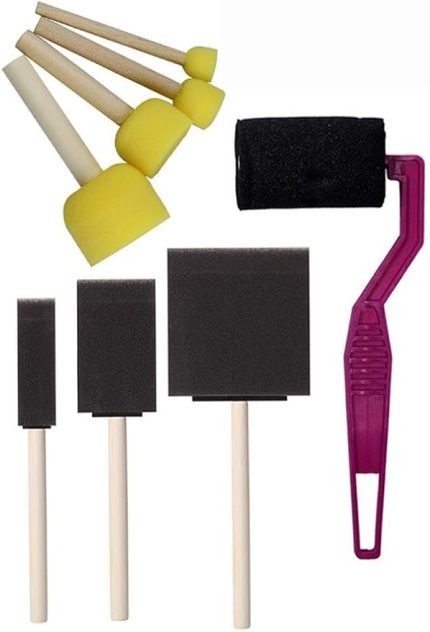 Kesik Uçlu ve Tampon Sünger Fırça Seti 8 Parça 1 Paket Ponpon Akrilik Boya Yağlı Boya Guaj Boya Sulu Boya Sanatsal