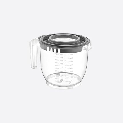 Home 2200 ml Kapaklı Mikser Kabı, Kaydırmaz Tabanlı ve Kulplu, Dayanıklı ve Çok Yönlü Mutfak Aleti PP Plastik