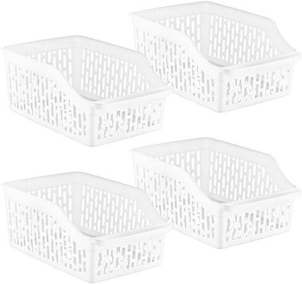 Plastik Büyük Dolap İçi Sebze Meyve Düzenleyici Beyaz 4'lü Set Beyaz