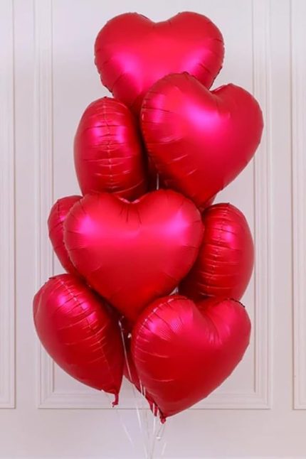 Mat Kırmızı Kalp Folyo Balon 5 Adet 45cm