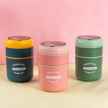 66720 Yemek Termosu Çelik Yemek Termosu Lunch Box Taşınabilir Yemek Kabı Termos 710ML - Sarı