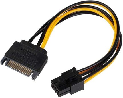 4582 15 Pin SATA to 6 Pin Ekran Kartı Power Anakart Güç Kablosu