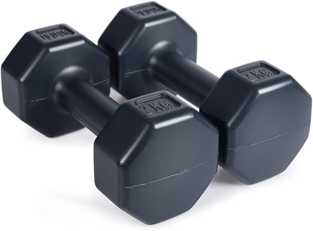 Sports Plastik Dambıl Seti, 2 kg x 2 Adet, Siyah, Çimento Dolgulu - Görsel 4