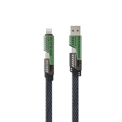 Azeada 4 in 1 4'lü 65w USB Type-C ve Lightning Örgülü Şarj Ve Data Kablosu - 1.5m Siyah AZ-B10th