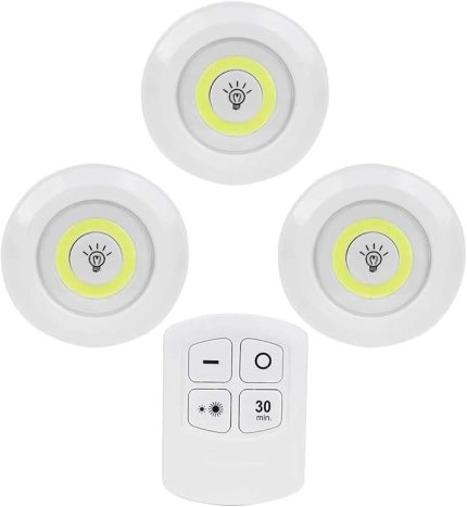 Led Işık Kablosuz Uzaktan Kumandalı Dolap Içi Led Ampul Seti 3lü Set Gece Lambası Spot Lamba