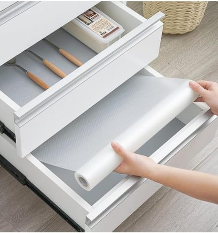 (45cm x 10metre) Şeffaf Kaymaz Dolap İçi Çekmece Raf Örtüsü Çekmece Astarı Raf Astarı