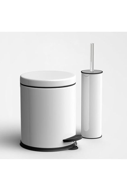5 Litre 2'li Banyo Seti Pedallı Çöp Kovası Wc Klozet Tuvalet Fırça Seti Banyo Çöp Kovası