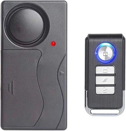 Kablosuz titreşim alarmı, hırsızlık alarmı, bisiklet/motosiklet/araba/araçlar/kapı/pencere için, 110 dB süper sesli (uzaktan kumanda dahil)