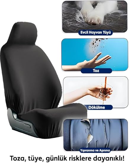 Mirsepet Oto Koltuk Kılıfı Penye Premium Tüm Araçlara İle Uyumlu 4 Parça Set (Siyah) - Görsel 2