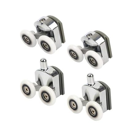 Kabin Teker Seti,4 Adet Krom Banyo Tekerleği,Tüm Duşa Kabinlere Uyumlu Tekerlek Seti Takımı 2 Alt 2 Üst Teker Rulmanı