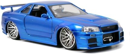 Toys Fast & Furious fits Nissan Skyline GT-R (R34) Die-Cast Car, 1:24 Scale Blue