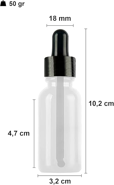 30 ml Metal Kapaklı Damlalık Dropper Şişesi Serum 30 cc Cam Şişe 6 Adet (Siyah Kapak, Şeffaf) - Görsel 2