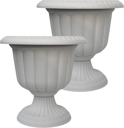 adet Plastik Ayaklı Saksı Seti 6 lt İç ve Dış Mekan Çiçek Saksısı 30x29 cm Kırık Beyaz