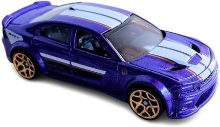 Wheels - '20 Dodge Charger Hellcat - O Zaman ve Şimdi 7/10 - HKJ45 - Kısa Kart - Mor Metalik - SRT - Mattel 2023
