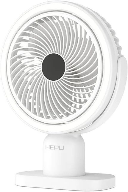 Işıklı Vantilatör USB Şarjlı Masaüstü Mini Fan – 3 Kademeli Hız Ayarlı Kompakt Gövde Led Işık