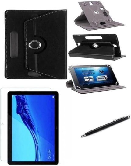 Via L40 10.4" Standlı Tablet Kılıfı+Nano Kırılmaz Ekran Koruyucu+Dokunmatik Kalem Siyah