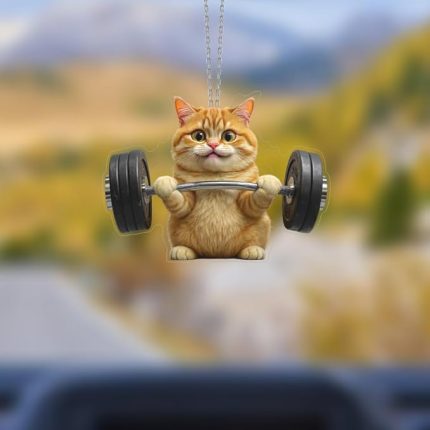 Ayna Süsü Halterci Kedi, Pleksi Malzeme, UV Baskılı 001